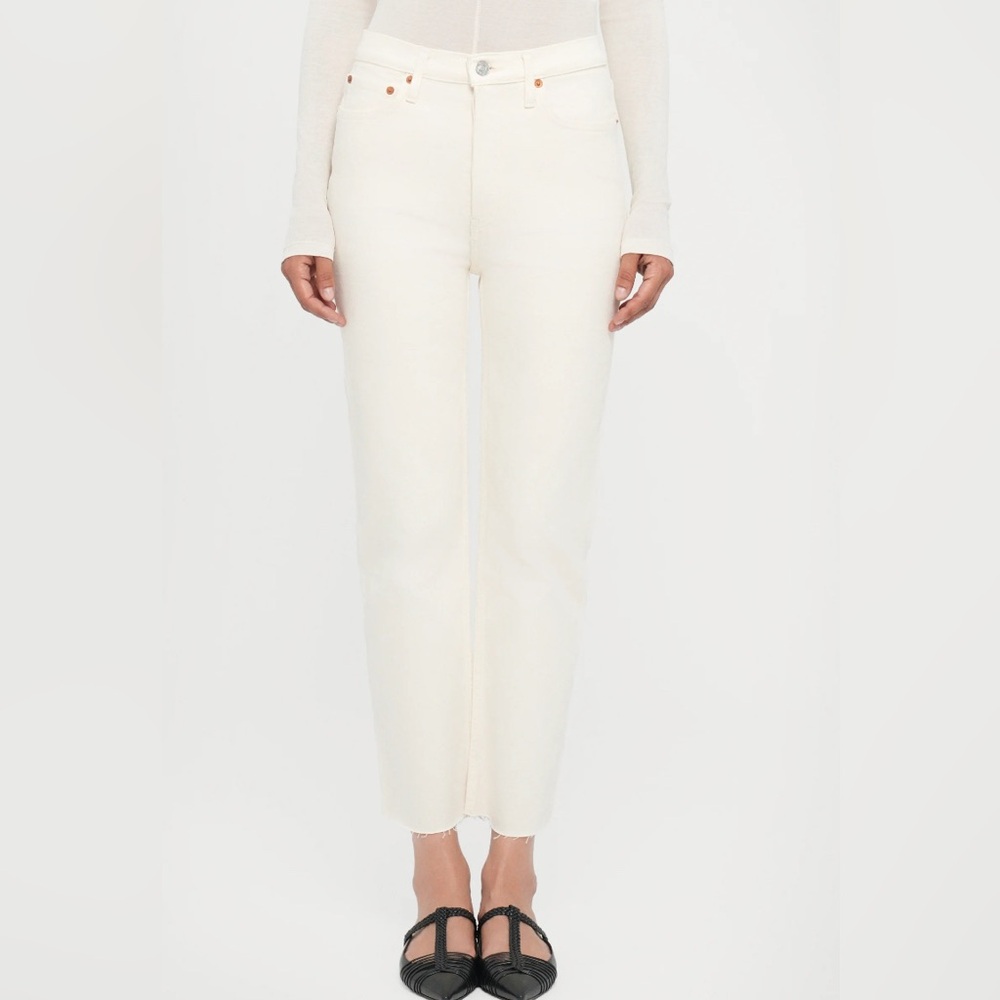 Re/Done Off-White Straight-Leg Jeans